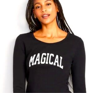 Old Navy Magical Black Thermal Pajama Top Waffle Knit EUC size M Medium